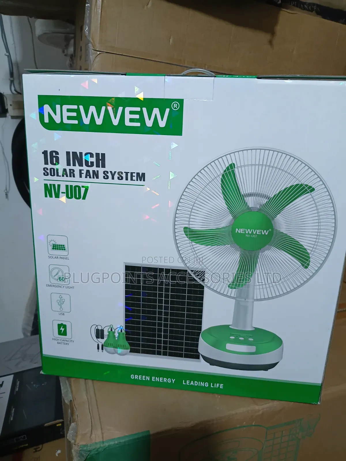 Newvew Solar Rechargeable Table Fan 16"