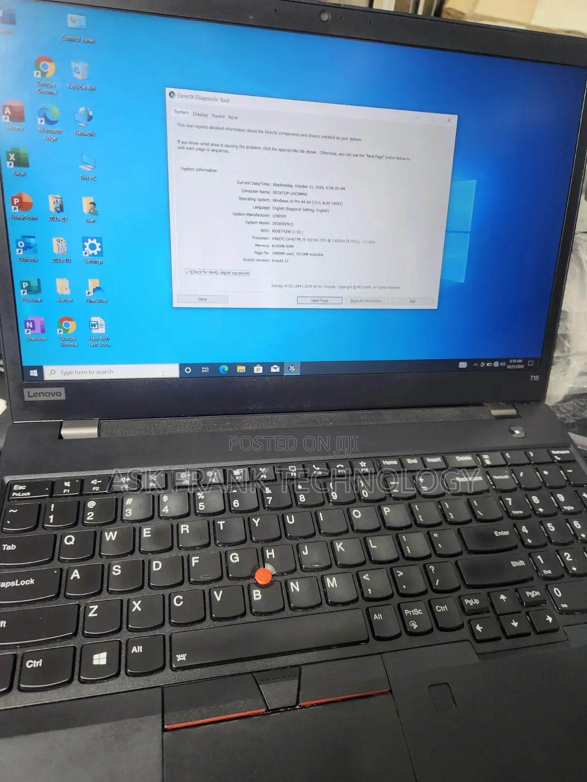 Laptop Lenovo ThinkPad T15 Gen1 8GB Intel Core i5 SSD 256GB