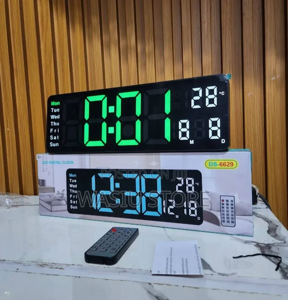 DS-6629 Large LED Digital Wall Clock With a Remote Control