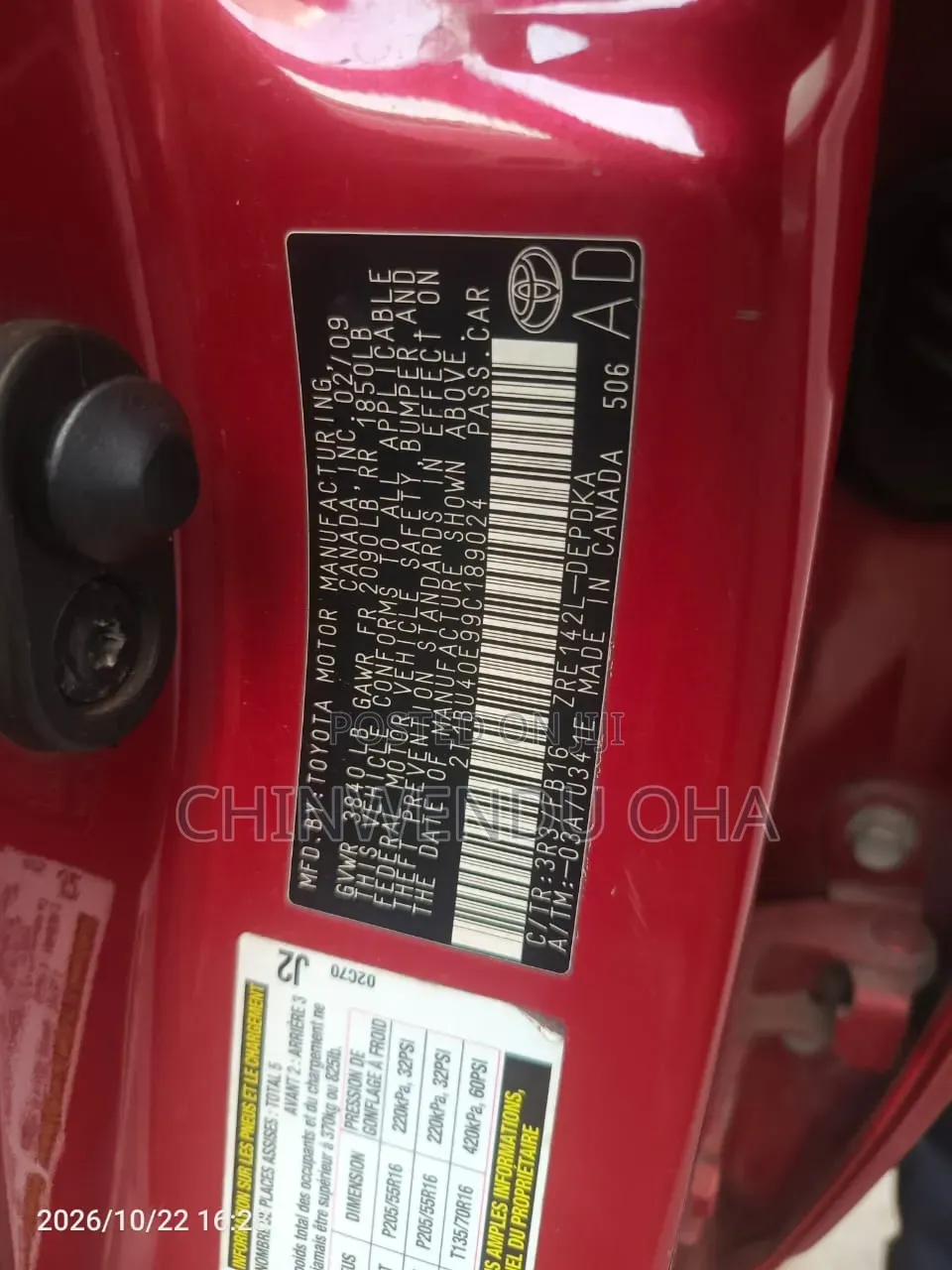 Toyota Corolla 2010 Red
