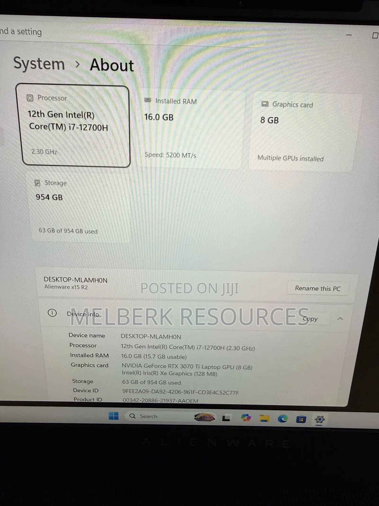Laptop Alienware X15 r2 16GB Intel Core i7 SSD 1T
