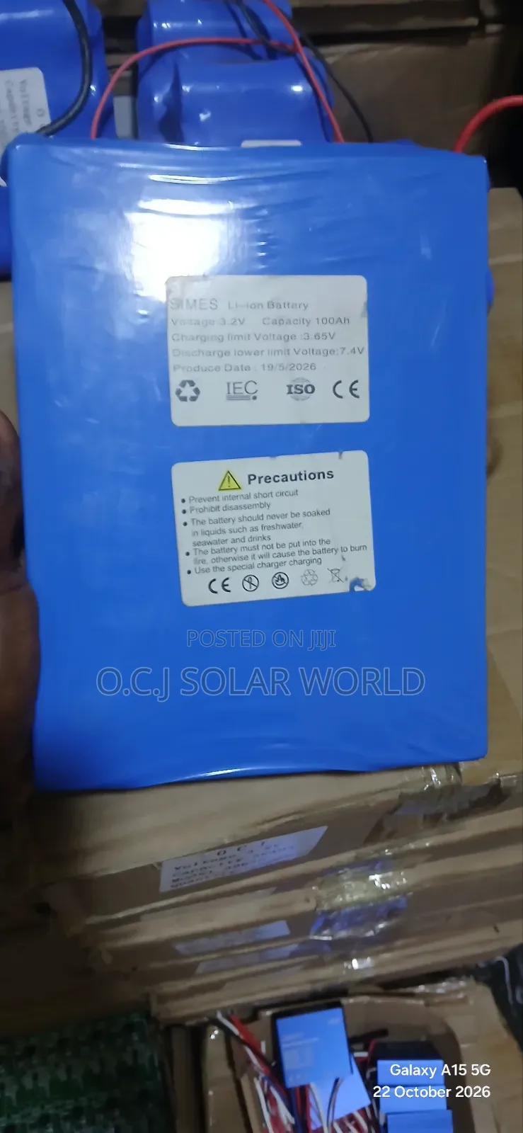 O C J Solar Lithium Battery 3.2volts 100ahs