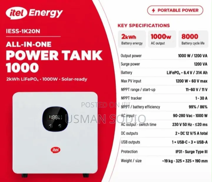 Itel Power Tank 1kva 2kWh.