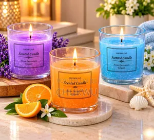 3in1 AROMA Art Scented Candles Set-Lavender+ Orange+Ocean.
