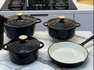9pcs Enamel Cast Iron Cookware Set With 2 Silicone Cooking Spoon