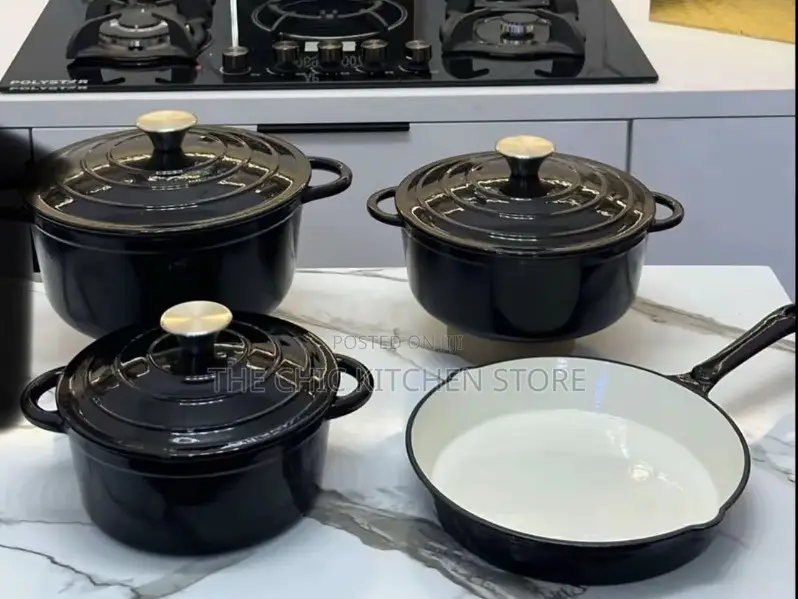 9pcs Enamel Cast Iron Cookware Set With 2 Silicone Cooking Spoon