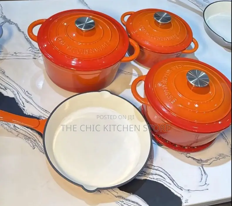 9pcs Enamel Cast Iron Cookware Set With 2 Silicone Cooking Spoon