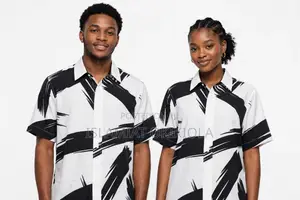 Unisex Abstract Vintage Shirt - White & Black - Oversized Streetwear