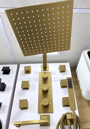 Golden Overhead Concealed Shower With Massage Jets