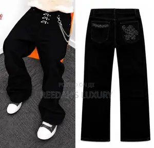 Black Detail Baggy Denim Jeans