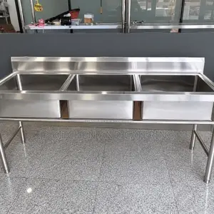 Commercial 3-Bowl Stainless Steel Sink With Backsplash