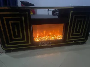Black and Gold Electric Fireplace TV Stand
