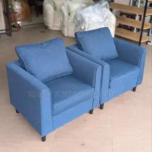 Minimalist Blue Fabric Office Reception / Living Room Armchairs