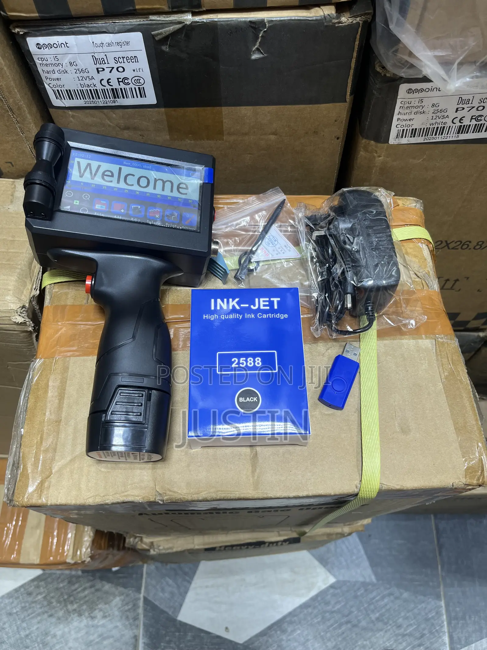 Handheld Inkjet Printer, Prints QRCode, Barcode, Production Date &Time
