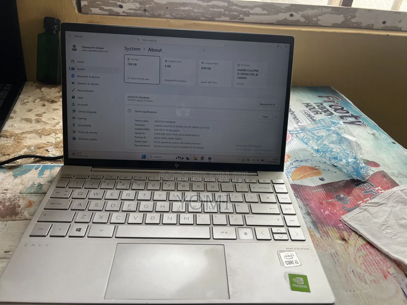 Laptop HP Envy 13 8GB Intel Core i5 SSD 256GB