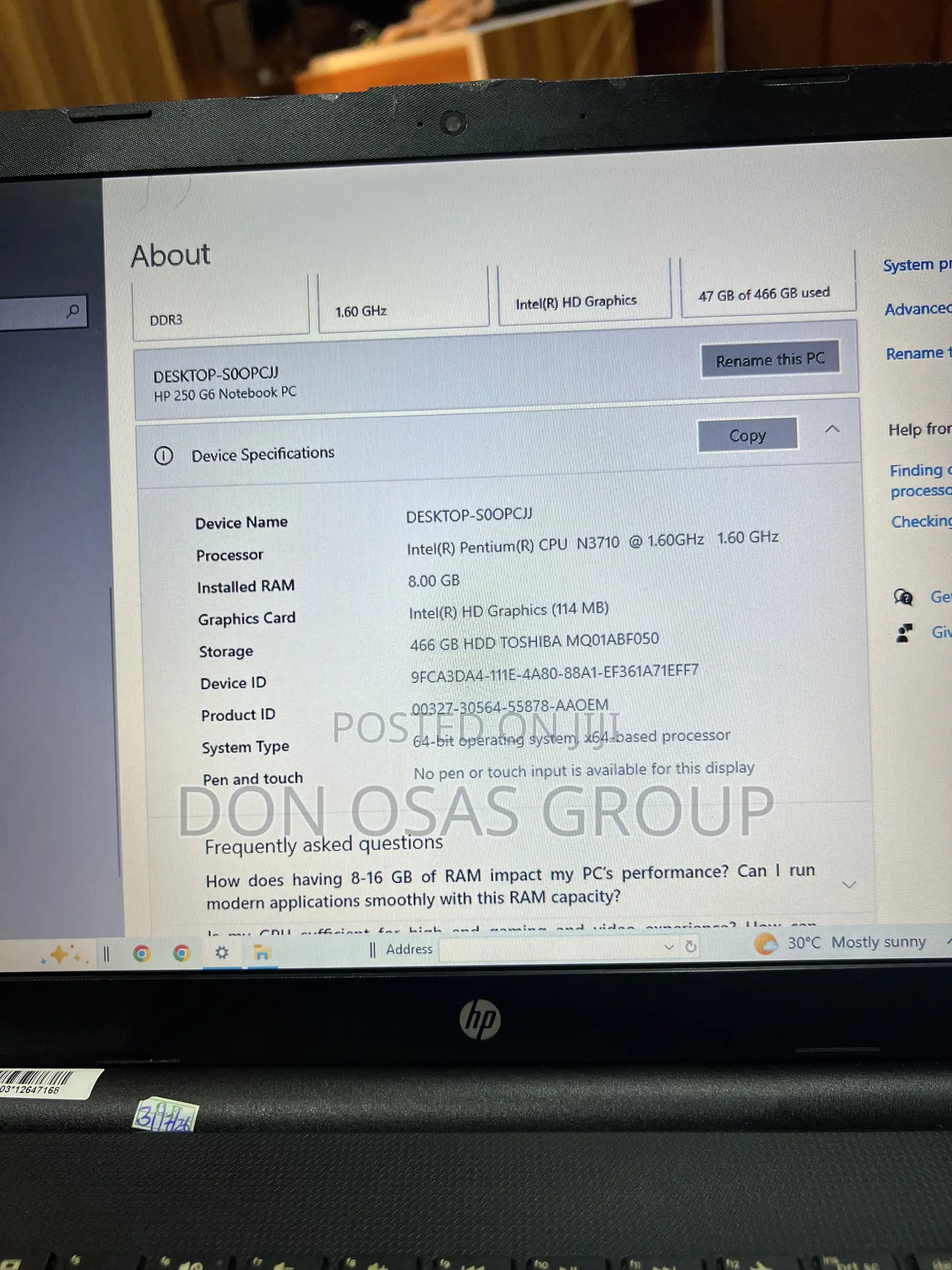Laptop HP Stream Notebook 8GB Intel Pentium HDD 500GB
