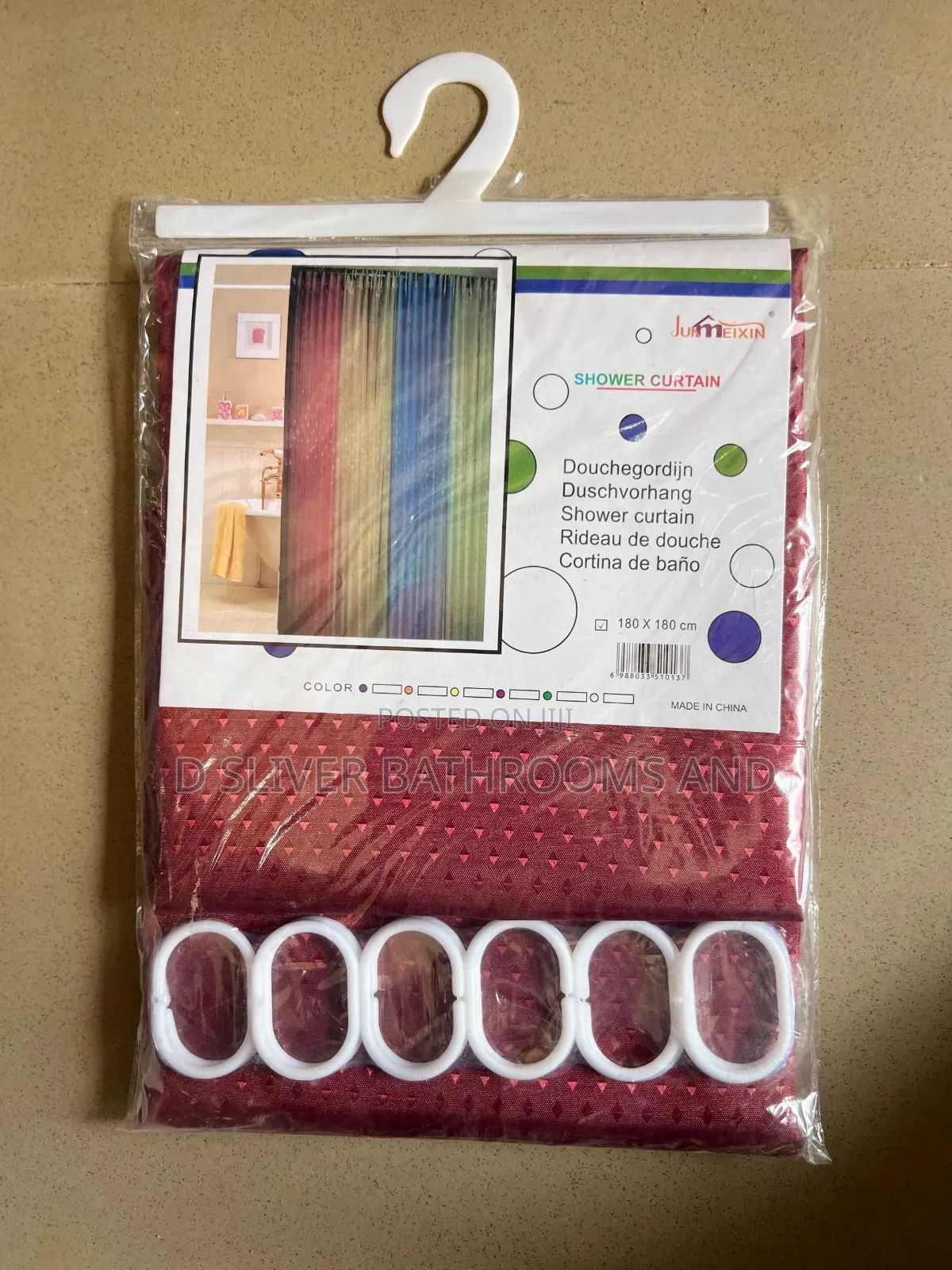 Colourful Shower Curtain With Hooks