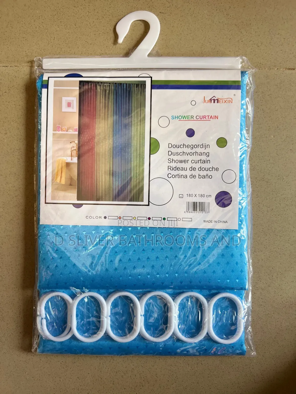 Colourful Shower Curtain With Hooks