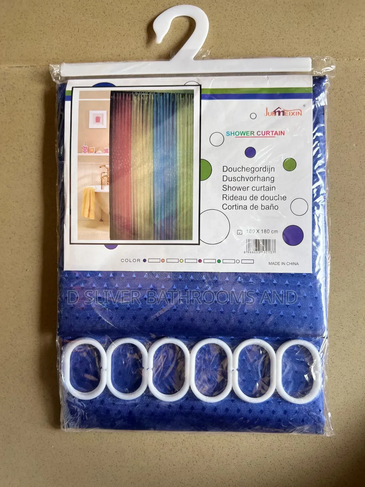 Colourful Shower Curtain With Hooks