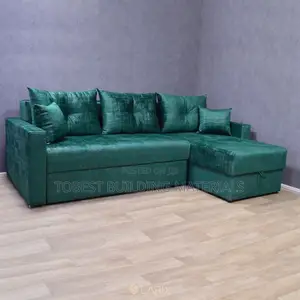 Modern Emerald Green L-Shaped Sectional Sofa Bed With Storage