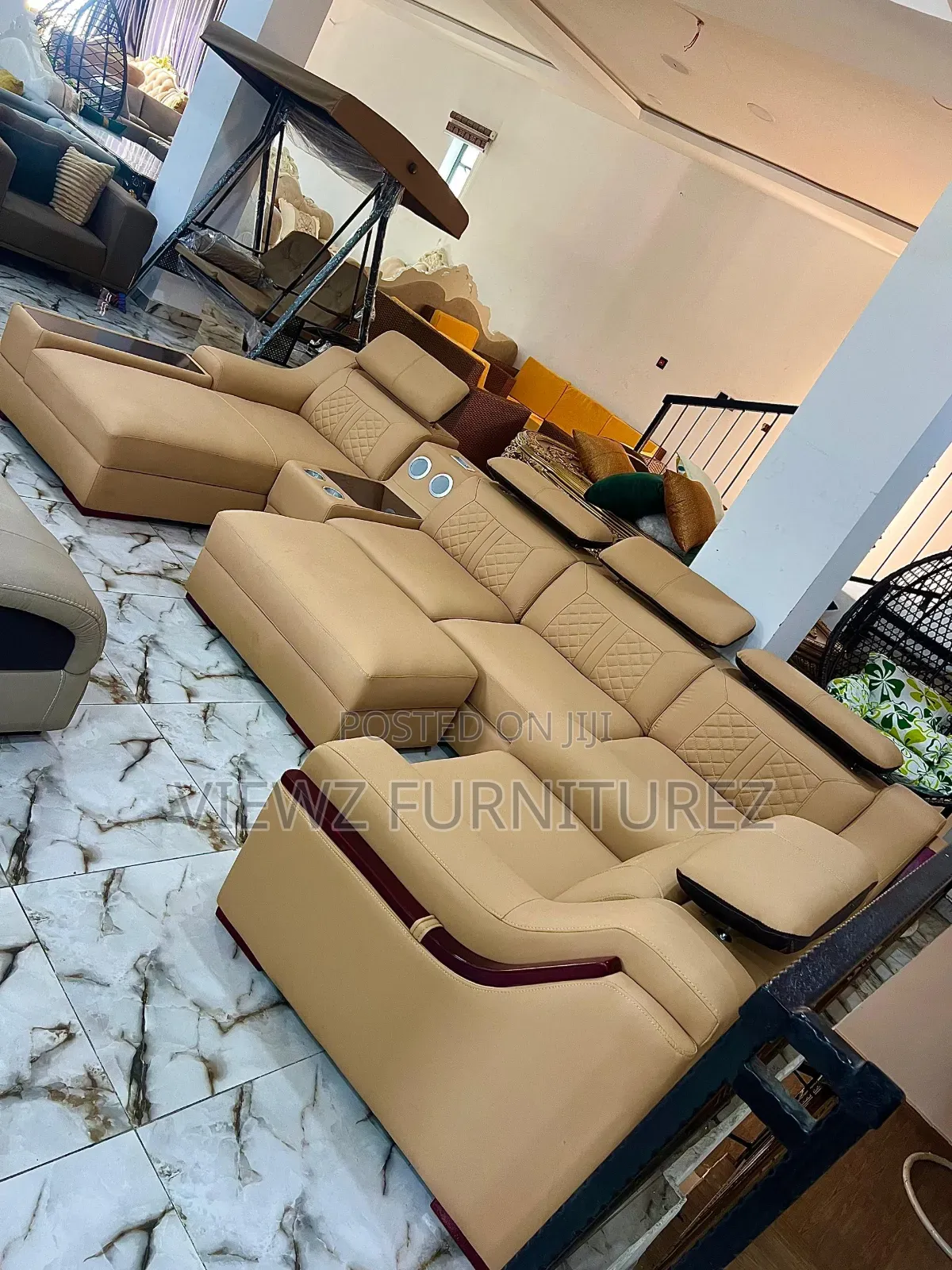 L-Shaped Sofa Furniture Set With Sound Speaker