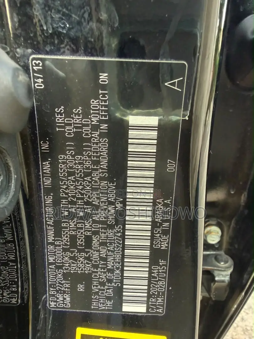 Toyota Highlander Limited 3.5l 4WD 2013 Black