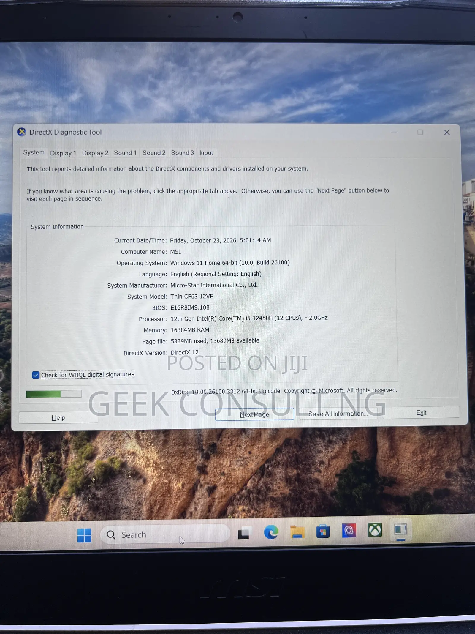 Laptop MSI GF63 16GB Intel Core i5 SSD 512GB