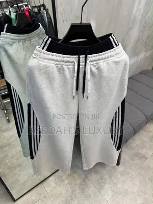 Striped Wide-Leg Sweat Pants