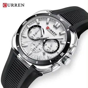 CURREN Men’s Chronograph Wristwatch –Silicone Rubber Strap,&Date