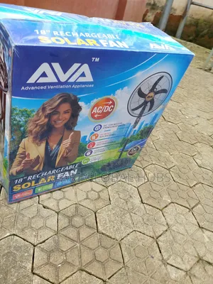 New in Ava 18inch Rechargeable Fan + Panel