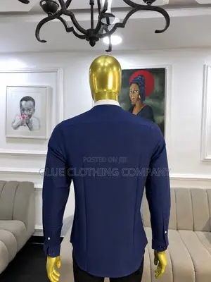 Navy Blue Bishopneck Shirt