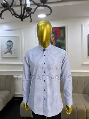 Sky Blue Striped With Diamond Pattern Shirt
