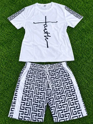 Print T-Shirt and Shorts Two-Piece Set