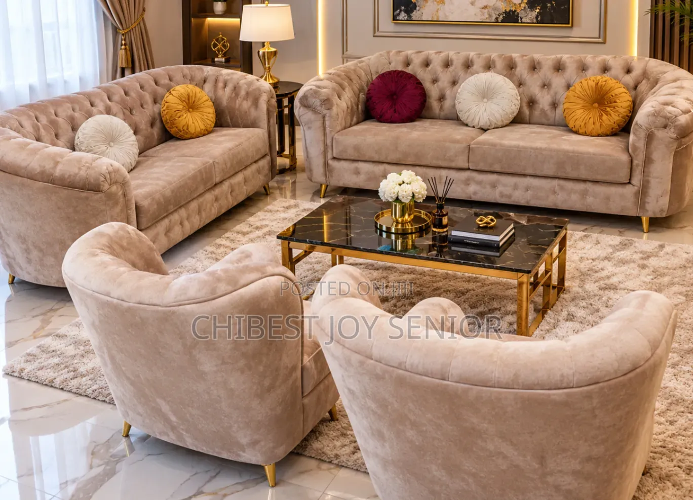 Complete Set of Fabric Sofa