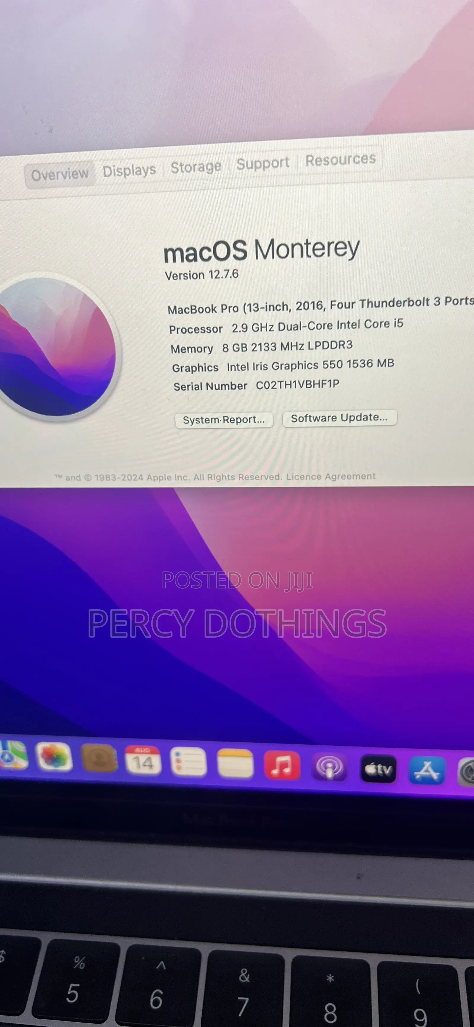 Laptop Apple MacBook Pro 2016 8GB Intel Core i5 SSD 512GB