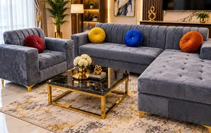 Elegant Grey Velvet Sofa