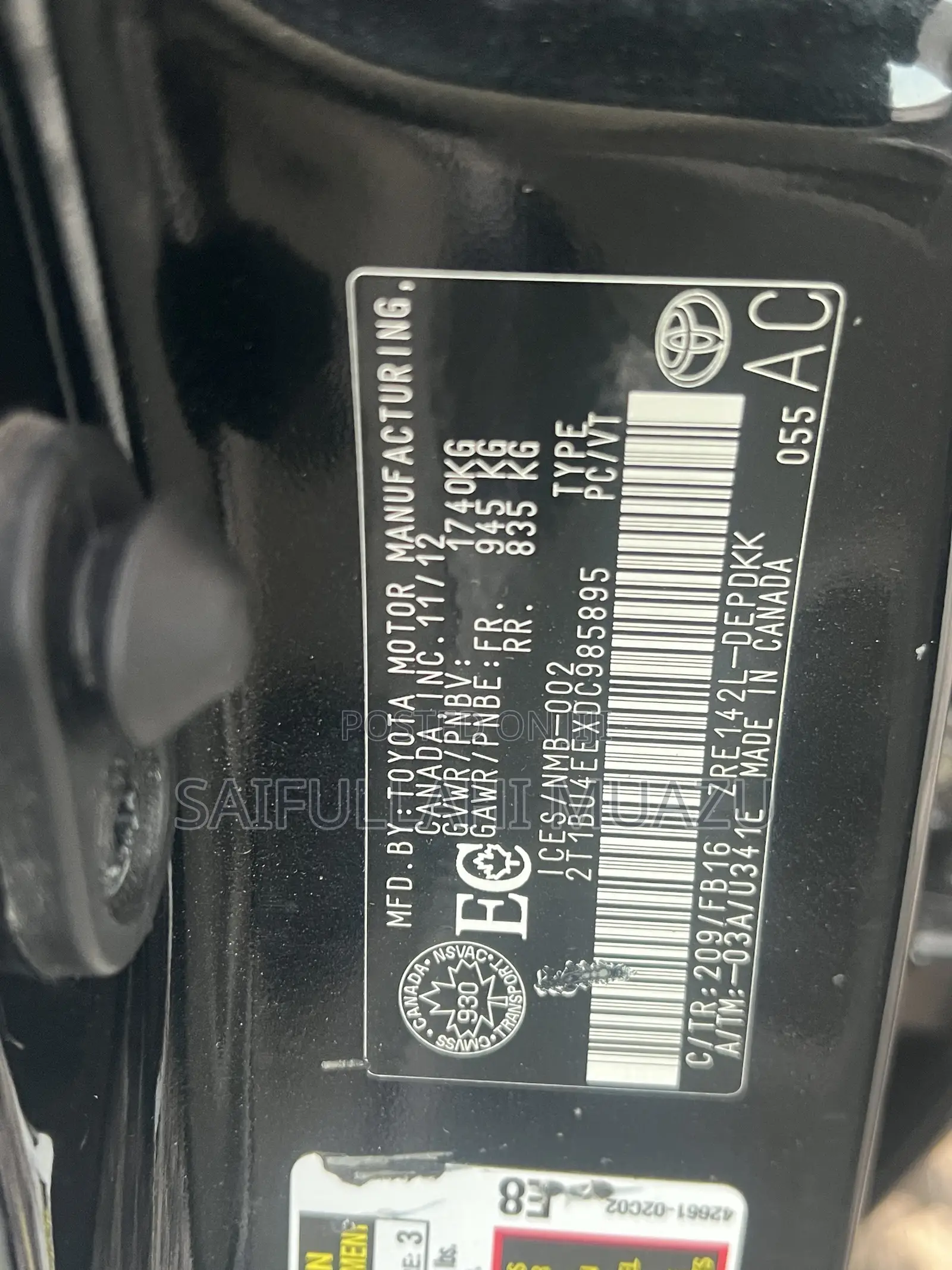 Toyota Corolla 2013 Black