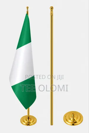 Elegant Gold Indoor Freestanding Pole With National Flag