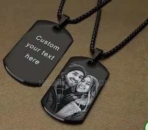 Custom Photo Dog Tag Necklace - With Name Engraving
