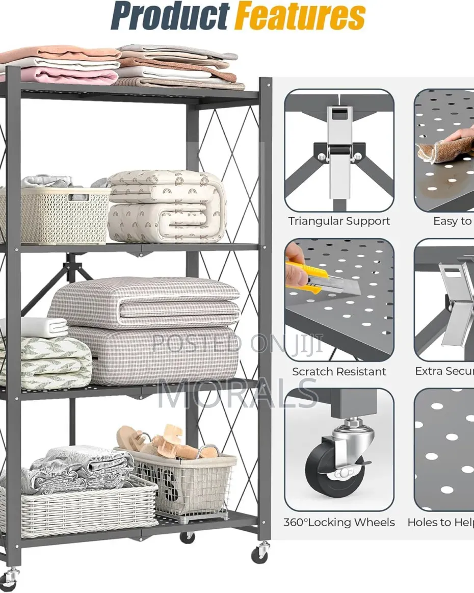 Premium Foldable Multi-Tier Storage Rack With Wheels