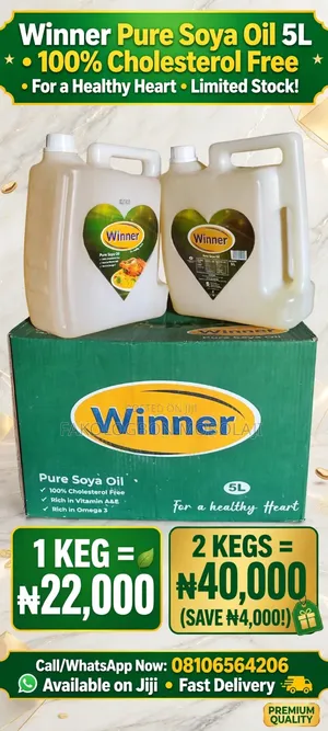 Winner Pure Soya Bean Oil 5Litres -100% Cholesterol Free