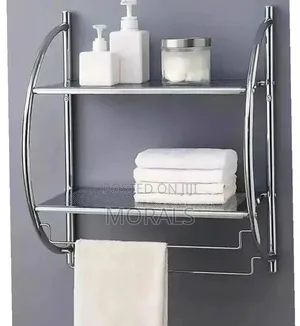 2-Tier Stainless Steel Bathroom Shelf & Towel Rack