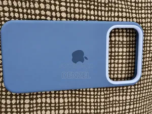 Blue Silicone iPhone Case With Apple Logo & Camera Protection