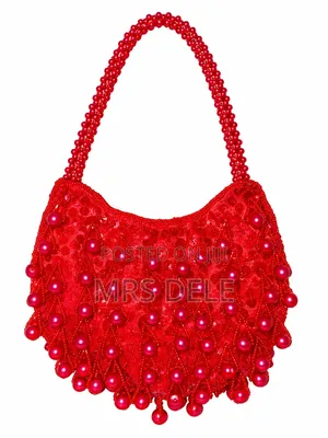 Vintage Handmade Red Beaded Shoulder Bag - Stylish & Elegant