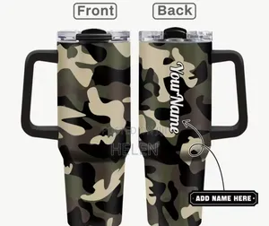 40oz Camo Tumbler With Handle Custom Name Insulated Cup