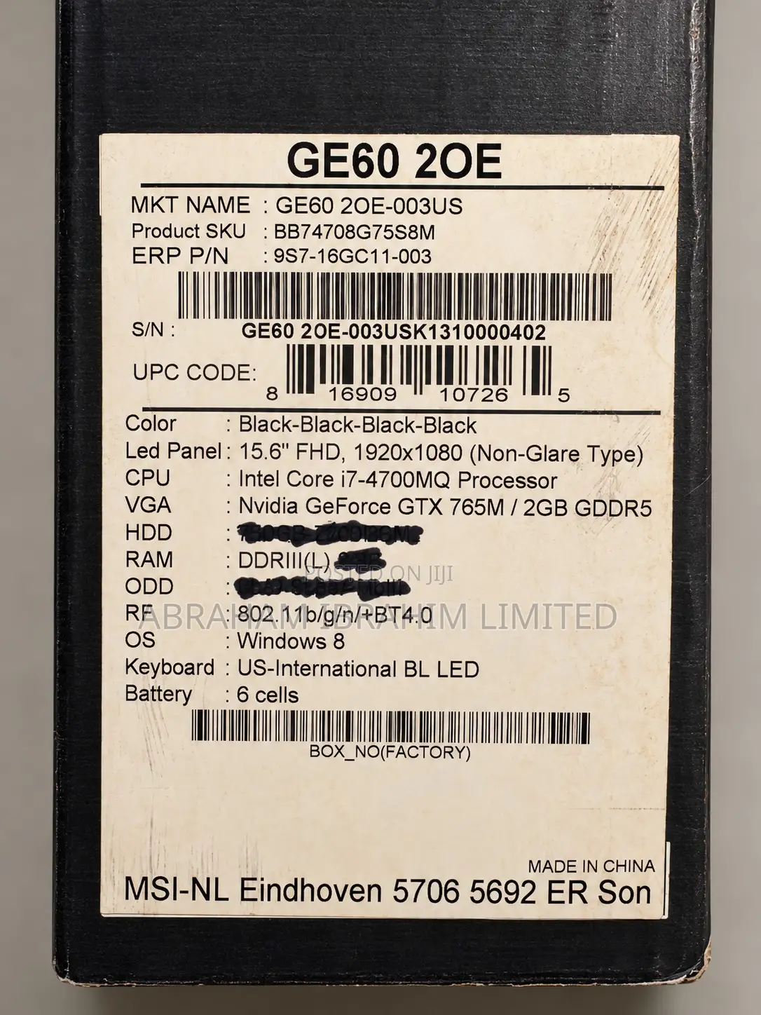 Laptop MSI GE60 2OE 16GB Intel Core i7 HDD+SSD 1T