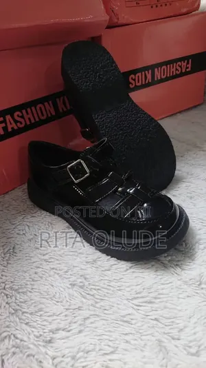 Unisex Black School Shoes T-Bar Buckle Size 27 to 33 - Sango Ota