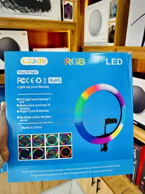 14-Inch RGB Ring Light With Stand & 3 Phone Holders – USB Powered