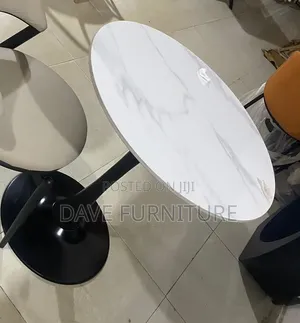 Modern Single Pole Marble Top Home and Restaurant Table