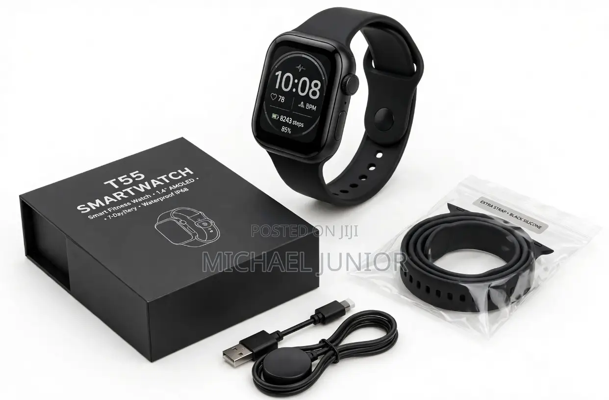 T55 Smartwatch - Make & Receive Calls - 2 Straps - Pay on Delivery